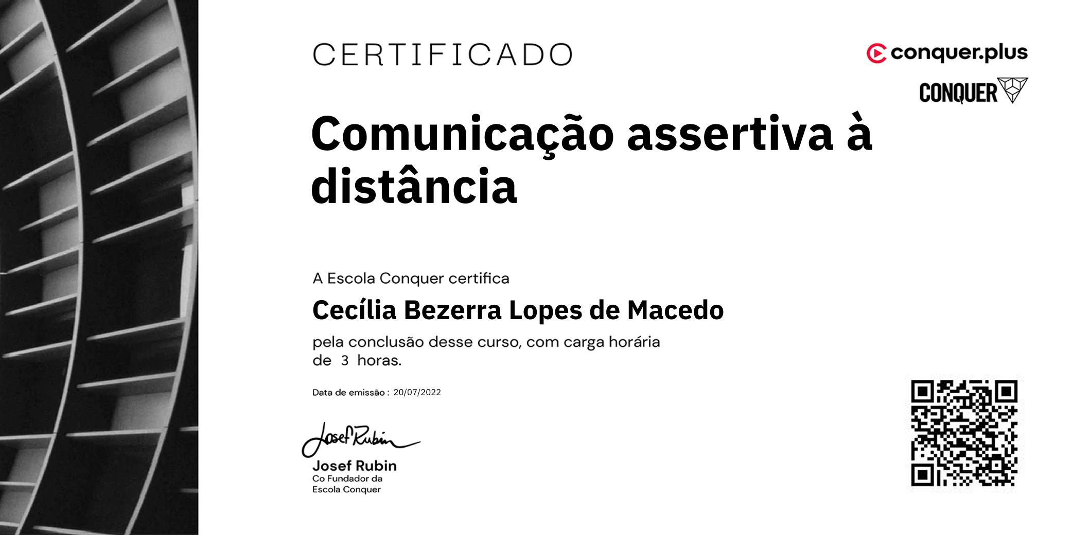 Certificado de Comunicação assertiva à distância